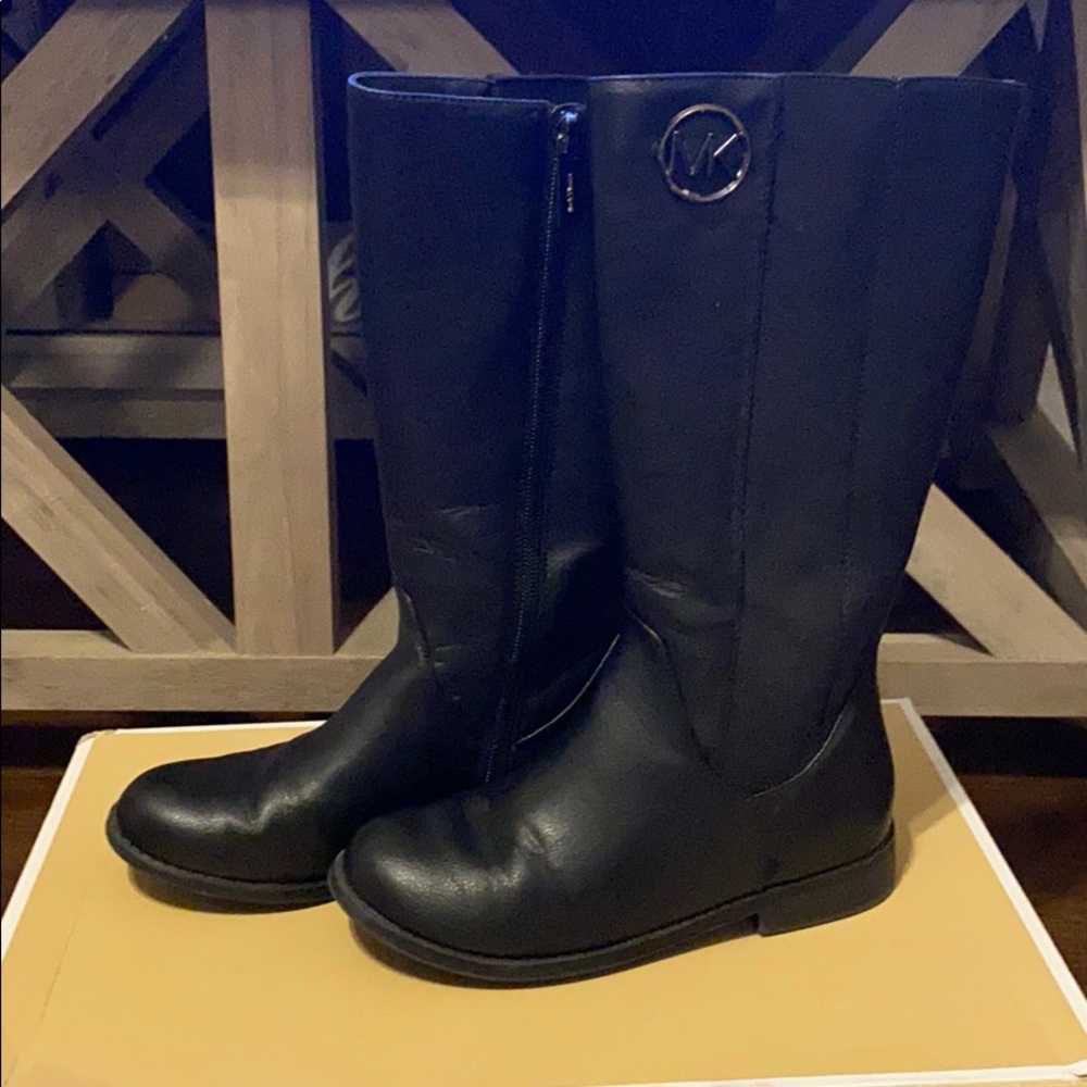 Michael Kors black leather riding boots